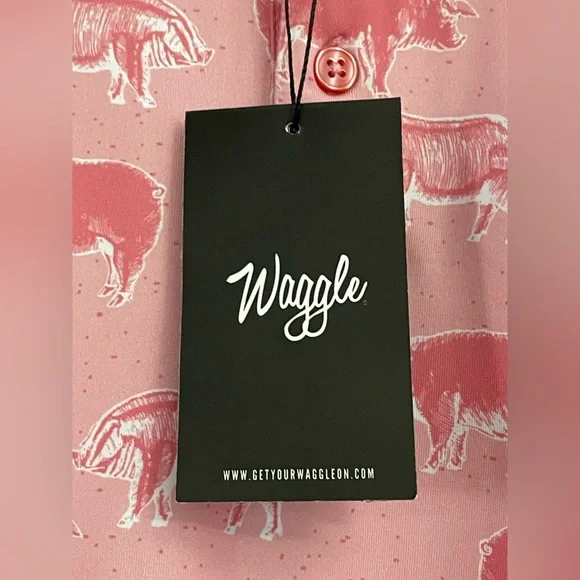 Waggle Hog Heaven Pink Polo Mens Large - Picture 6 of 7